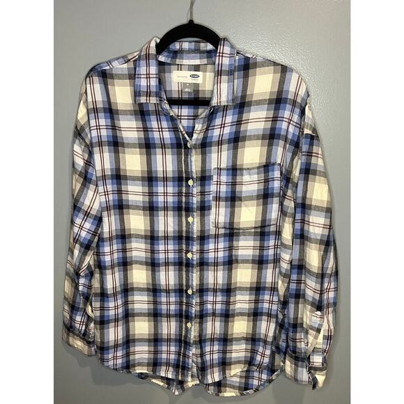 EUC Old Navy Boyfriend Flannel Shirt - Size Medium - Picture 1 of 5